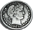 1903-S San Francisco Mint Silver Barber Quarter