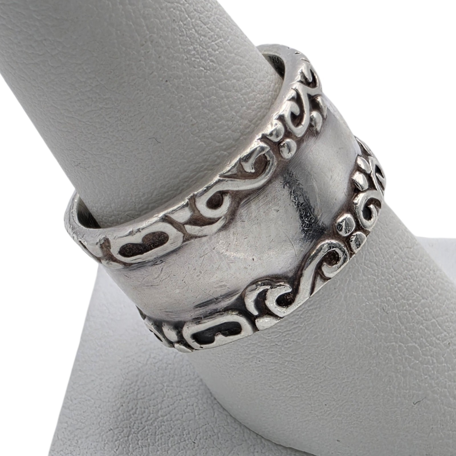 Solid Sterling Silver 925 Wide Band Ring Size 8.7… - image 2