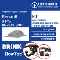 FüR Renault 5 E-Tech 06.2024-Jetzt AHK Abnehmbar +13Pol Spezifisch E-Satz PKW