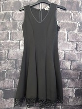 M by MAIA Size 8 Fit & Flare Dress Black Sleeveless Stretch Lace Hem Back Zip