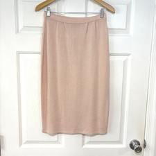 VTG Womens S Soft Pink Blush Knit Pencil Skirt Rayon Blend Jennifer Moore Knee