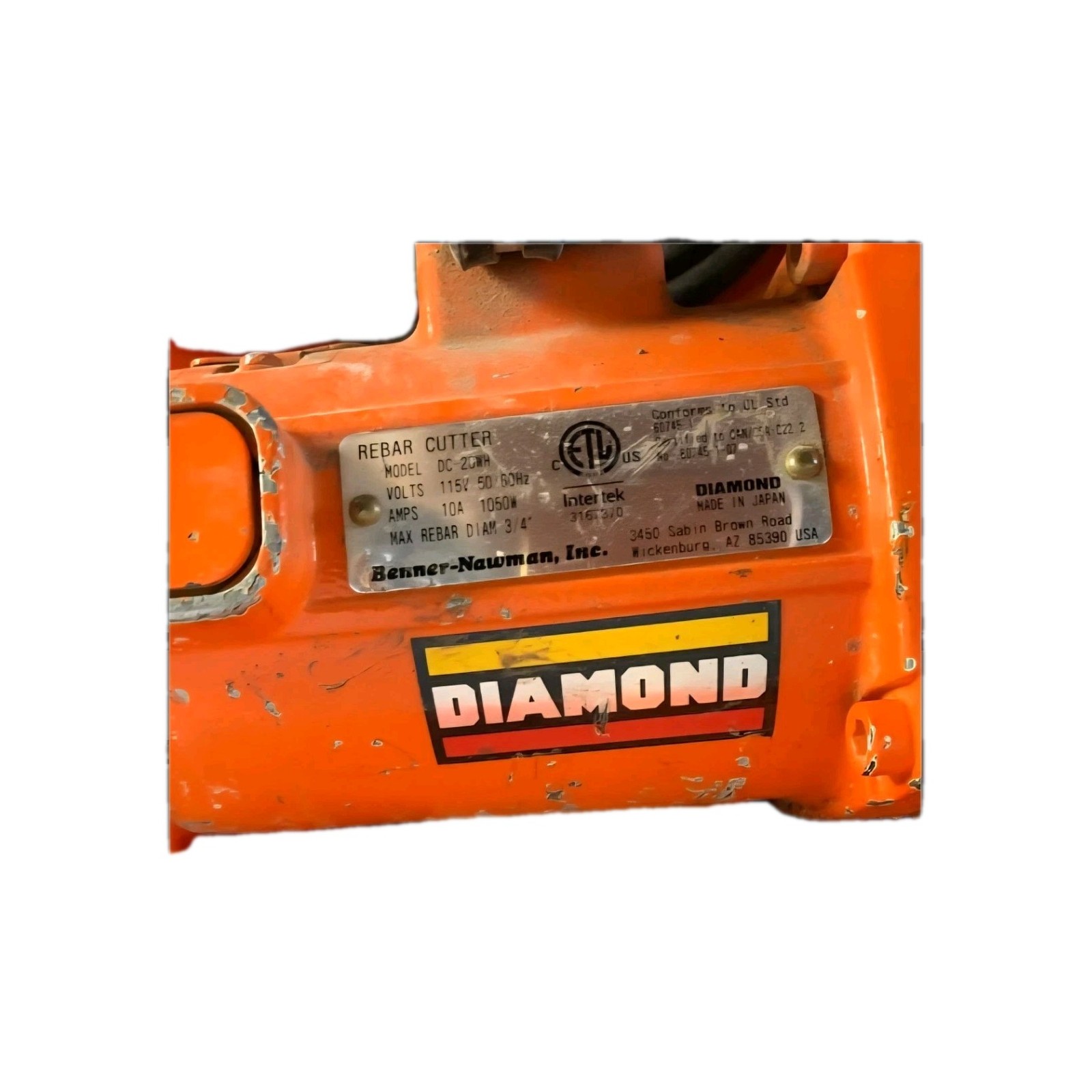 Benner-Nawman Diamond 3/4" Rebar Cutter DC-20WH In Case Tested & Working
