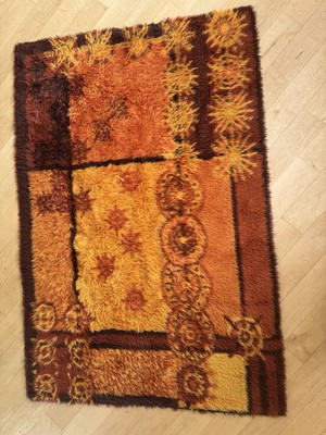 Vintage Space Orange Hochflor-Teppich Rya 70er  DÄNMARK Ege Taepper 190x128 cm