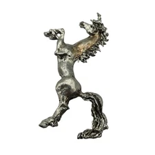 Vintage 1990s Handmade Pewter Unicorn Figurine Male Rearing