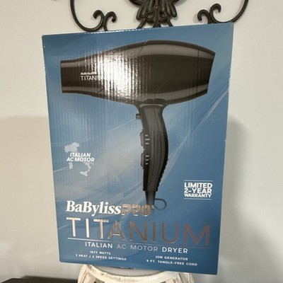BaBylissPRO Titanium Italian AC Motor Ionic Hair Dryer 1875W Blue BT6510