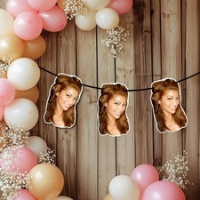 Personalised Photo BUNTING - Wall Banner- 10 Face Cut Out  Hen Do Birthday Party