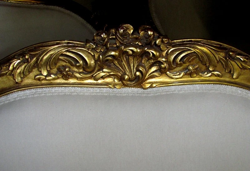 Precioso sofá italiano dorado Luis XV Corbeille sofá canapé Foto 2 de 4