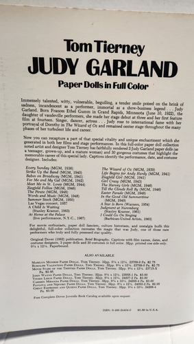 JUDY GARLAND Libro de muñecas de papel Tom Tierney 1982 todo en cartulina De colección sin cortar - Imagen 8 de 8
