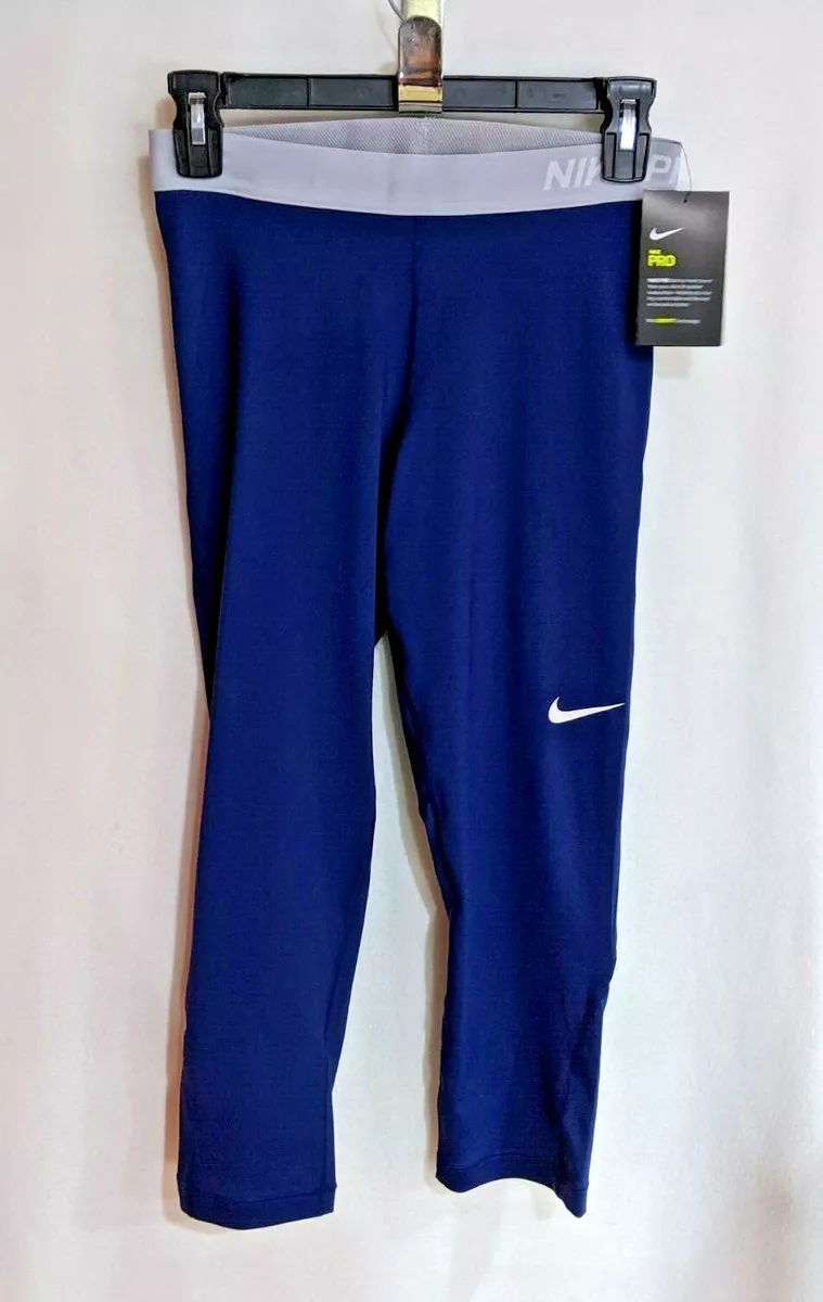 Nike Women's Pro Navy/Grey Dri Fit Capri Legging (938753-429) - Size M NWT