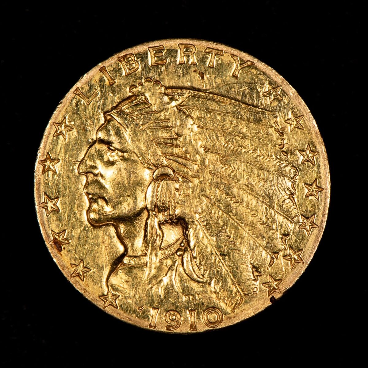 1910 G$2.50 Indian Head Gold Quarter Eagle - Authentic US 1910 G$2.50 Indian Head Gold Quarter Eagle - Authentic US