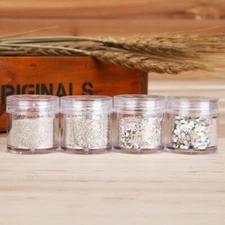 4 Boxes/Set Nail Art Sequin Glitter Sheets Tips Silver Powder Dust Nail Decor