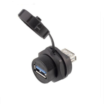 USB Dual Female Socket Plug Panel Mount Adapter USB 3.0 2.0 Waterproof Connector