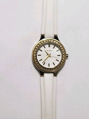 DKNY White Silicone Gold Tone Crystals Womens Watch NY8219