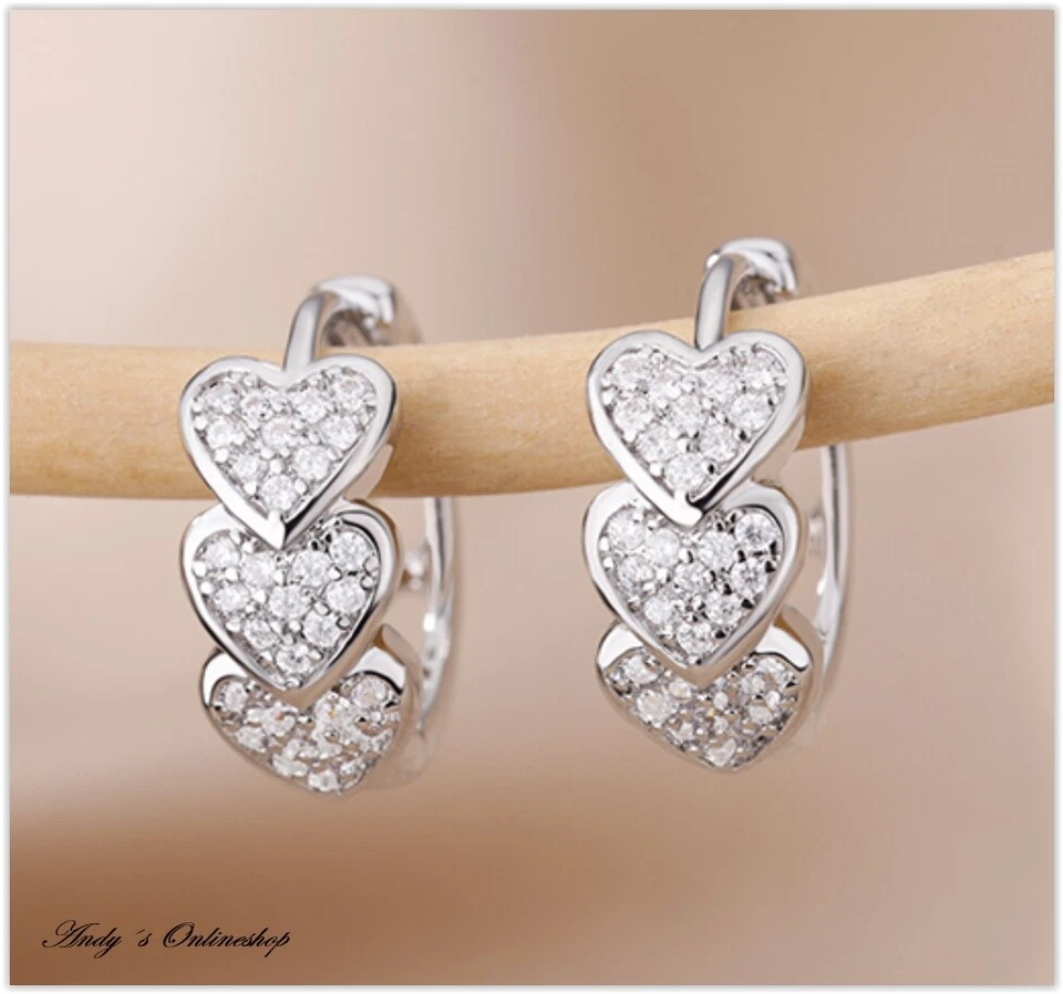 Zirkonia Ohrringe Creolen für Frauen 925 Silber Ohrhänger Gold Ohrschmuck