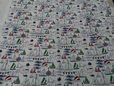 WAVERLY TOPSAIL NAUTICAL BLUE SAILBOAT COTTON FABRIC 54"W X 5.7 YARDS