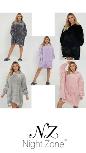 Oversized Wearable Blanket Hoodie Teddy Fleece Fluffy Sherpa Hooded Sweatshirt