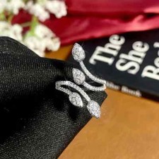 Elegant 925 Sterling Silver White Topaz Wedding Engagement Ring One Size Fit All