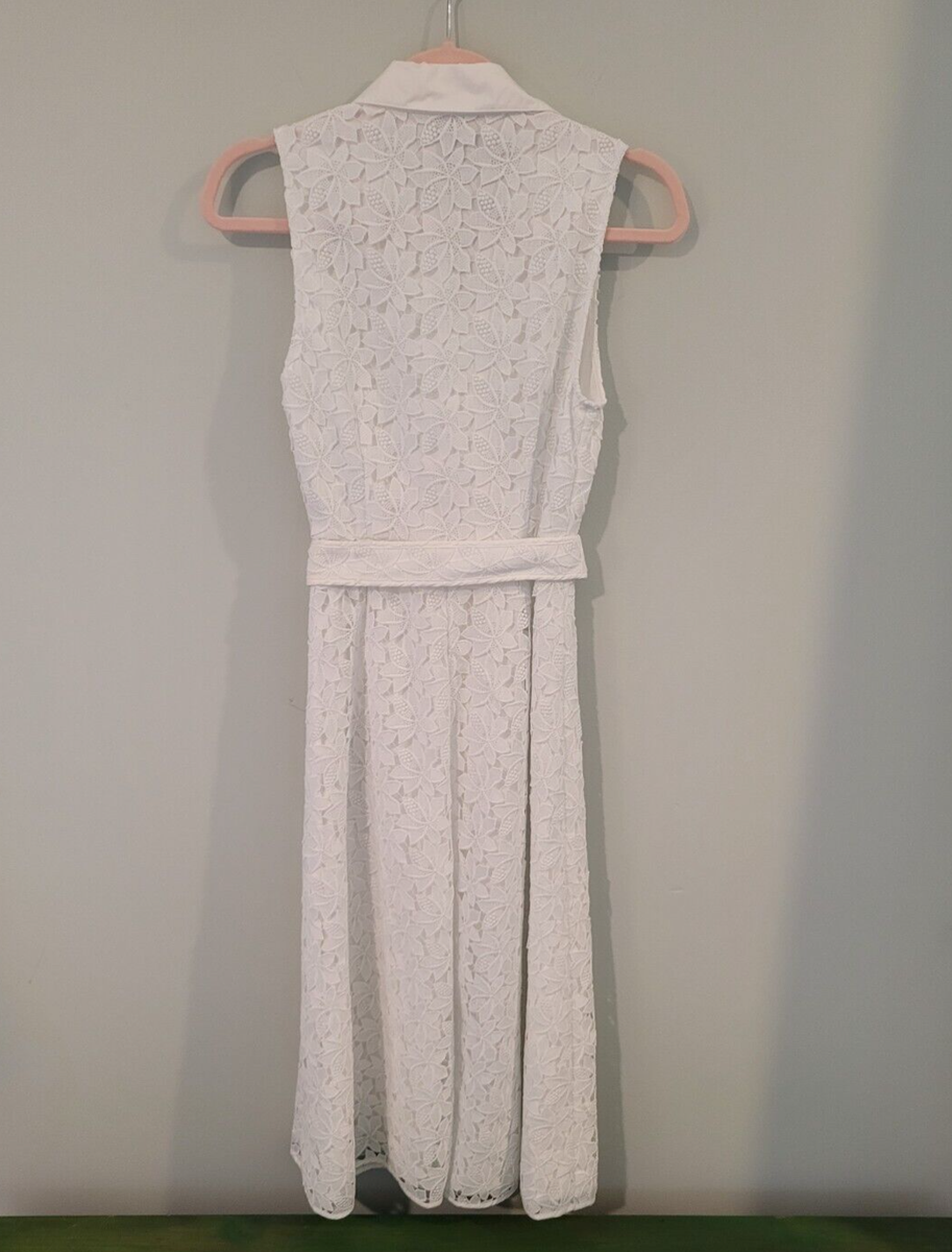 Kate Spade XS 2 New York $468 White Leaf Lace Shirt Dress Summer Spring  Designer | eBay