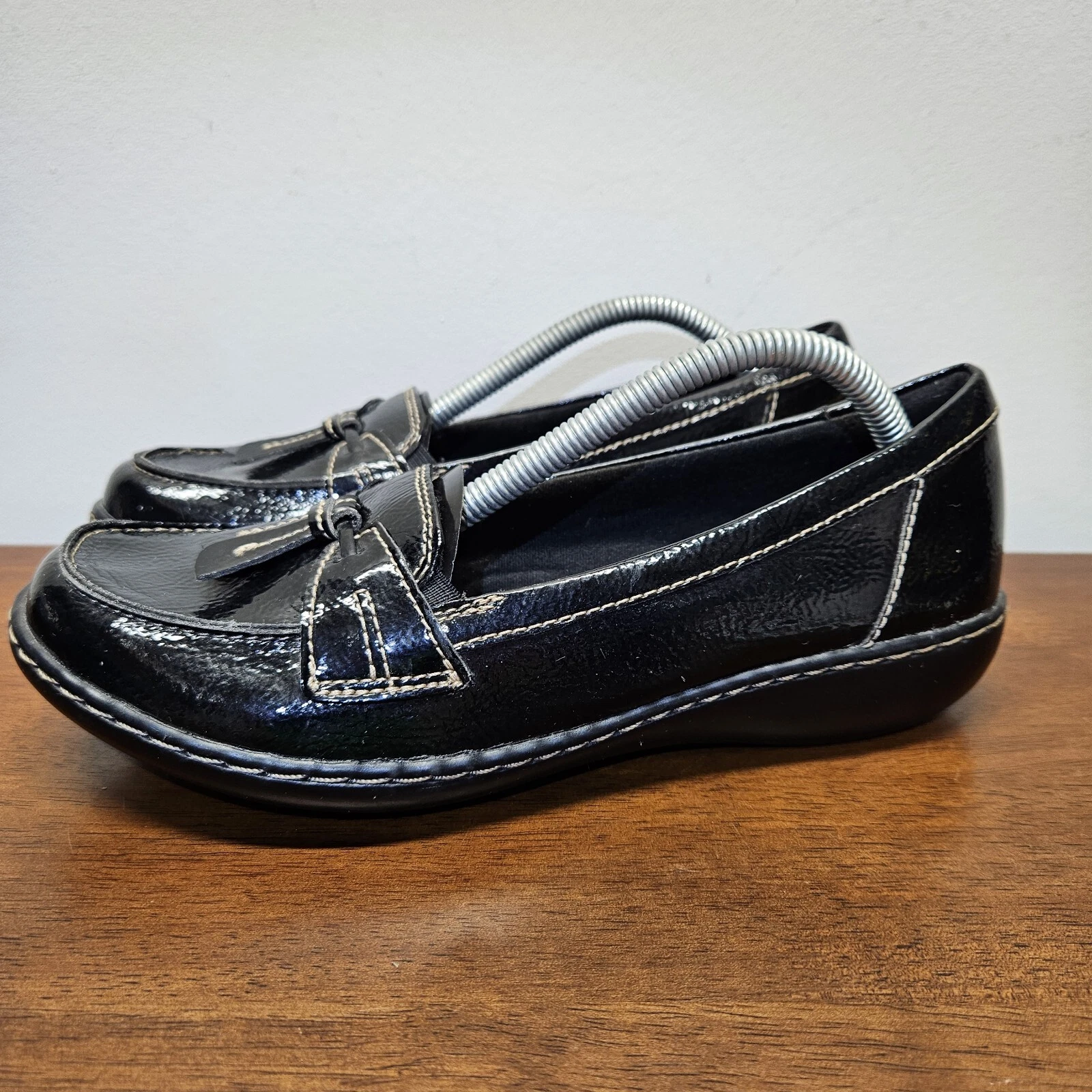 Mocassini slip on Clarks Ashland Bubble pelle verniciata nera US 7M