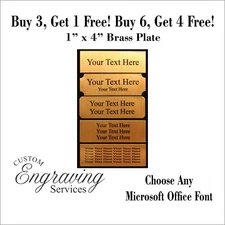 1x4 Custom Engraved Sublimation Brass Plate Picture Plaque Name Tag Trophy Flag 