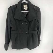 Hydraulic Gray Pea Coat Womans Jacket Size L