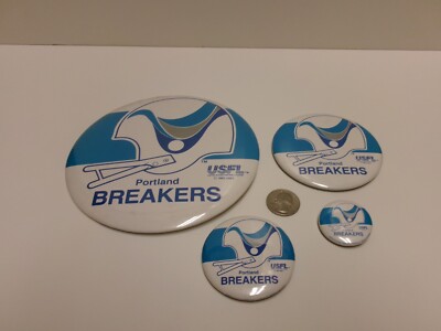 Vintage Original USFL Football 1985 Portland Breakers 4 Button Pack - Four Sizes