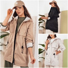 Damen Parka Jacke Übergangsjacke mit Kapuze ...
