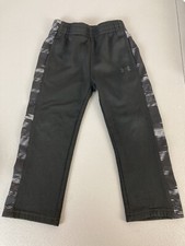 Under Armour Kid's Black Sweatpants with Grey/White Leg Design Pocketed Size 3T