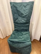 Chair Slipcover Rich Green 45207 Scroll Pattern Cover Dining Bow Tie Back