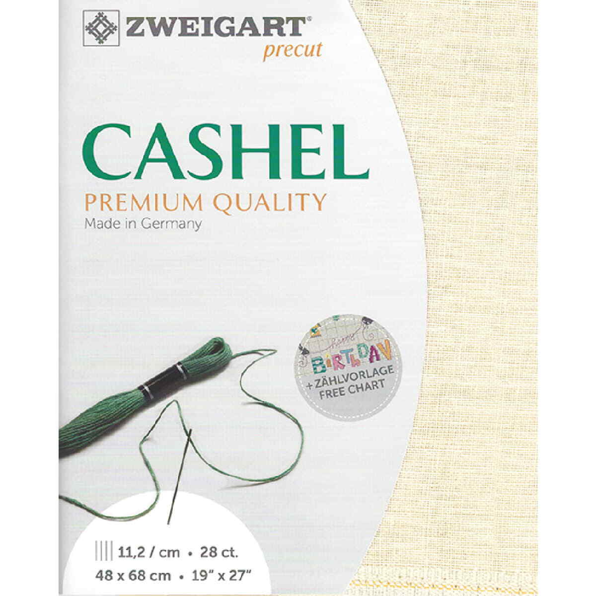 Evenweave Fabric Cashel Zweigart Precute 28 ct. 3281 100% Linen color 222 cream