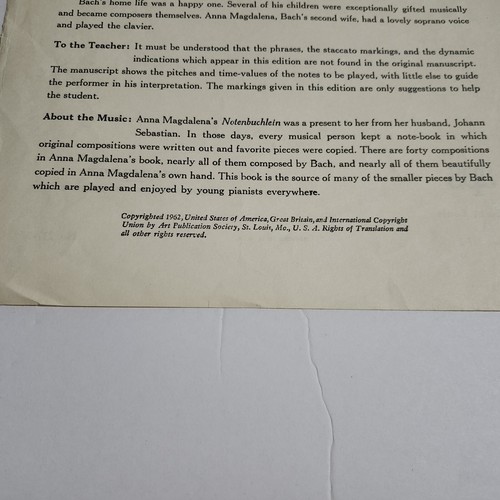 READ Choral Johann Sebastian Bach Sheet Music APS 1962 HAS WRITING - Picture 4 of 5