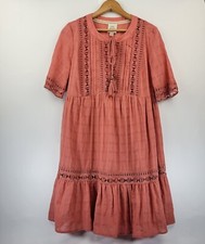 Knox Rose Womens Dress Size Small Tassel Tie Neckline Boho Short Sleeve Cutout 