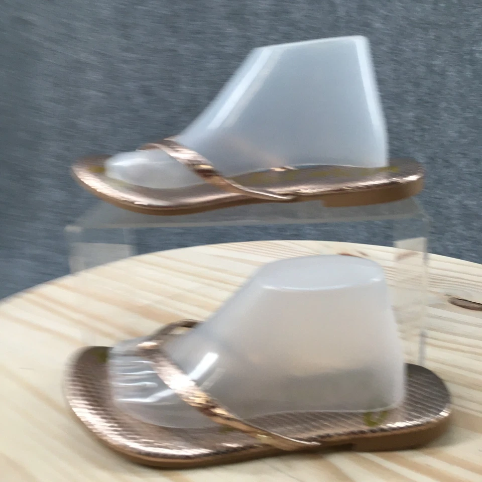 Sandalia Sam Edelman para mujer 5,5 dorada piel de serpiente tanga punta abierta sin cordones informal Foto 2 de 4