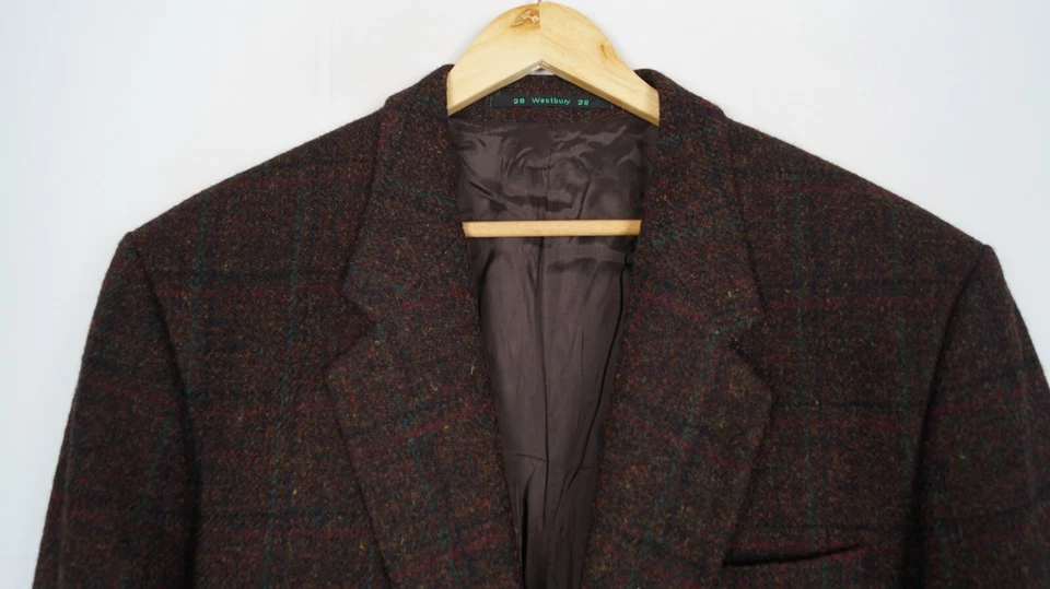 HARRIS TWEED WESTBURY Men Blazer Jacket Size 28 EU56 UK/US46 Brown Wool sv11943 - Image 4 of 4