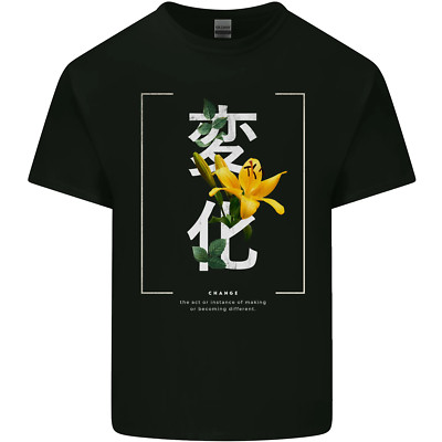T-Shirt japanische Blumen Zitat Japan Change Kinder