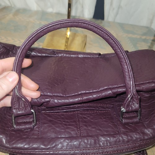 Jewell Faux Leather Plum Satchel Handbag Shoulder Handbag - read description  - Picture 16 of 19