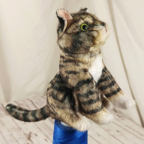 Folkmanis Mini Marioneta Dedo Gato Tabby Gris Negro Blanco Rayas Ojos Verdes 5" - Imagen 9 de 14