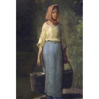Hirse Bauernmädchen kehrt aus dem Brunnen zurück Gemälde Leinwand Kunstdruck Poster