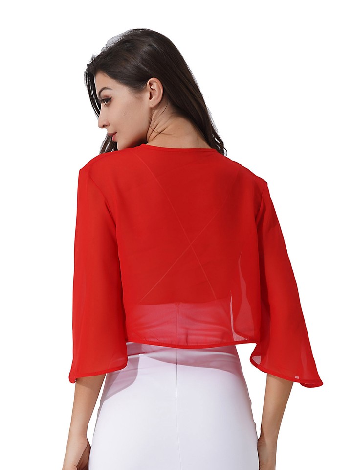 Katie | Women's Sheer Tie-Front Bolero Cardigan Open Front Cropped Shrug