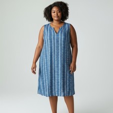 Given Kale Dress Women Plus Size 2XL Sleeveless Blue Shift Relax Summer Casual