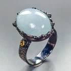 Handmade 15 ct+ Natural Aquamarine Ring 925 Sterling Silver Size 9 /R461714