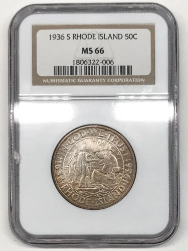 Photo of a 1936-S Rhode Island Commemorative Half Dollar from an eBay listing that sold on Jul 18, 2026