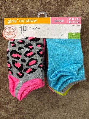 girls no show multi colored socks 10 pairs small 6 - 10 1/2
