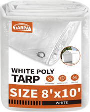 8'X10' White Tarp Waterproof 7.5 Mil Medium Duty All Purpose Poly Tarps Cover Wa