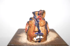 stanley ferguson  mini face  jug , pottery, folk art 5''x4''