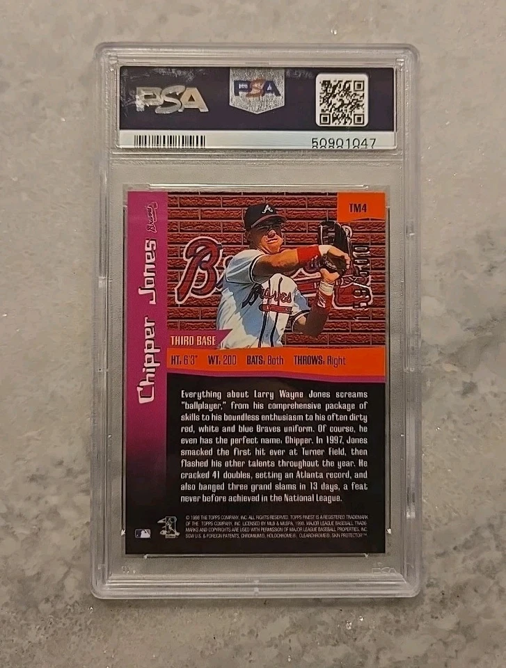 🔥RARE 1998 Finest THE MAN CHIPPER JONES PSA 10 GEM MINT 159/500 BRAVES POP 6! - Image 2 of 2