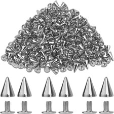 100 Pairs Cone Spikes Screwback Studs,Metal Bullet Cone Spikes, 7X10Mm Metal Spi