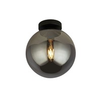 Deckenleuchte Wohnzimmer Glas Metall Schwarz E27 Ø25 Cm Rund Kugel Deckenlampe