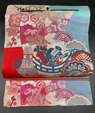 Japanischer Kimono Reine Seide Obi Gürtel Nagoya Retro Taisho Klassische...