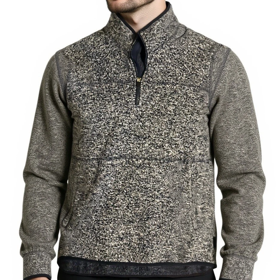 Woolrich Men's Blue Heather Quarter Zip Fleece Vest Size L